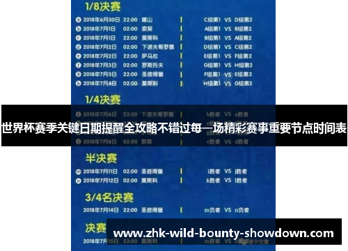 世界杯赛季关键日期提醒全攻略不错过每一场精彩赛事重要节点时间表